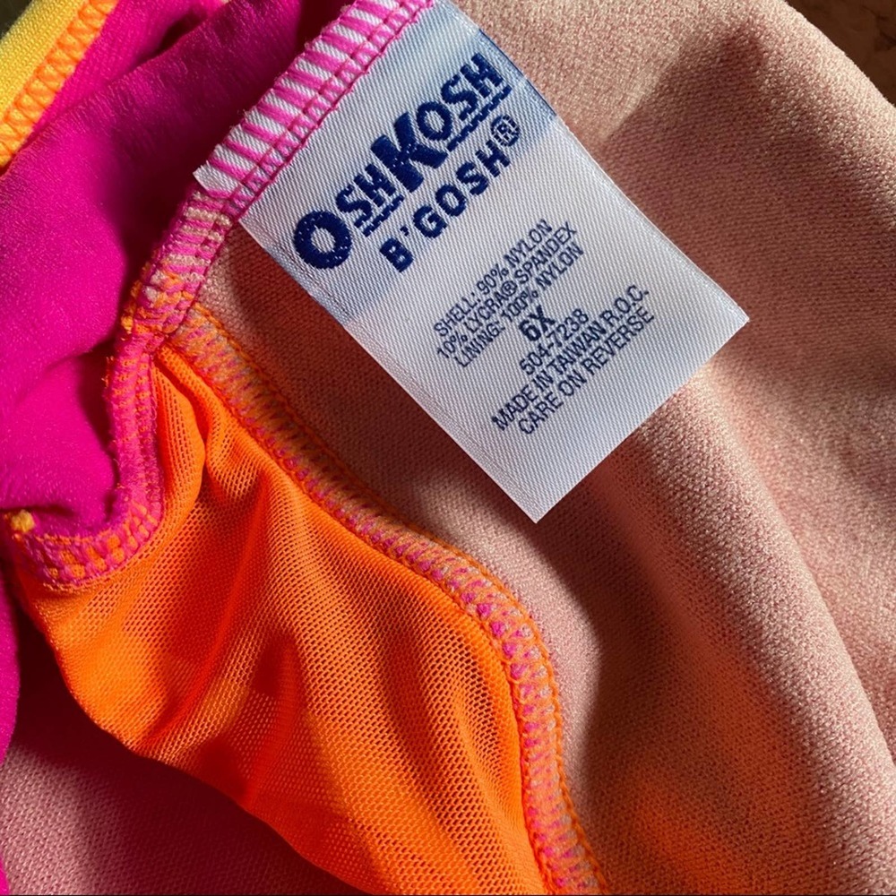 OshKosh B’Gosh Swimsuit 6x girls one piece neon pink FABRIC - Picture 3 of 9